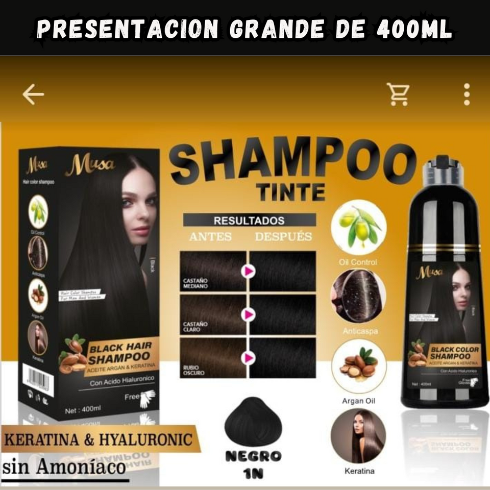 NUEVO TINTE SHAMPOO ANTICANAS MUSA DE 400ML