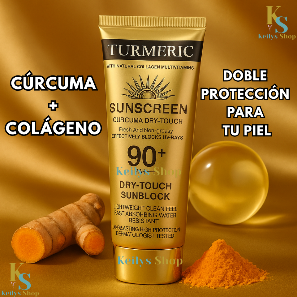 NUEVO BLOQUEADOR SOLAR PREMIUM DE CURCUMA, COLAGENO Y VITAMINA C